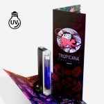 CRTR-1703 Díptico con tinta ultravioleta Formato abierto Tamaño:210x297mm Soporte: Estucado mate 350gr Acabado: Plastificado Mate 25 micras 2C Tinta UV 2C
